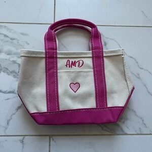 LL Bean mini tote bag pink heart personalized